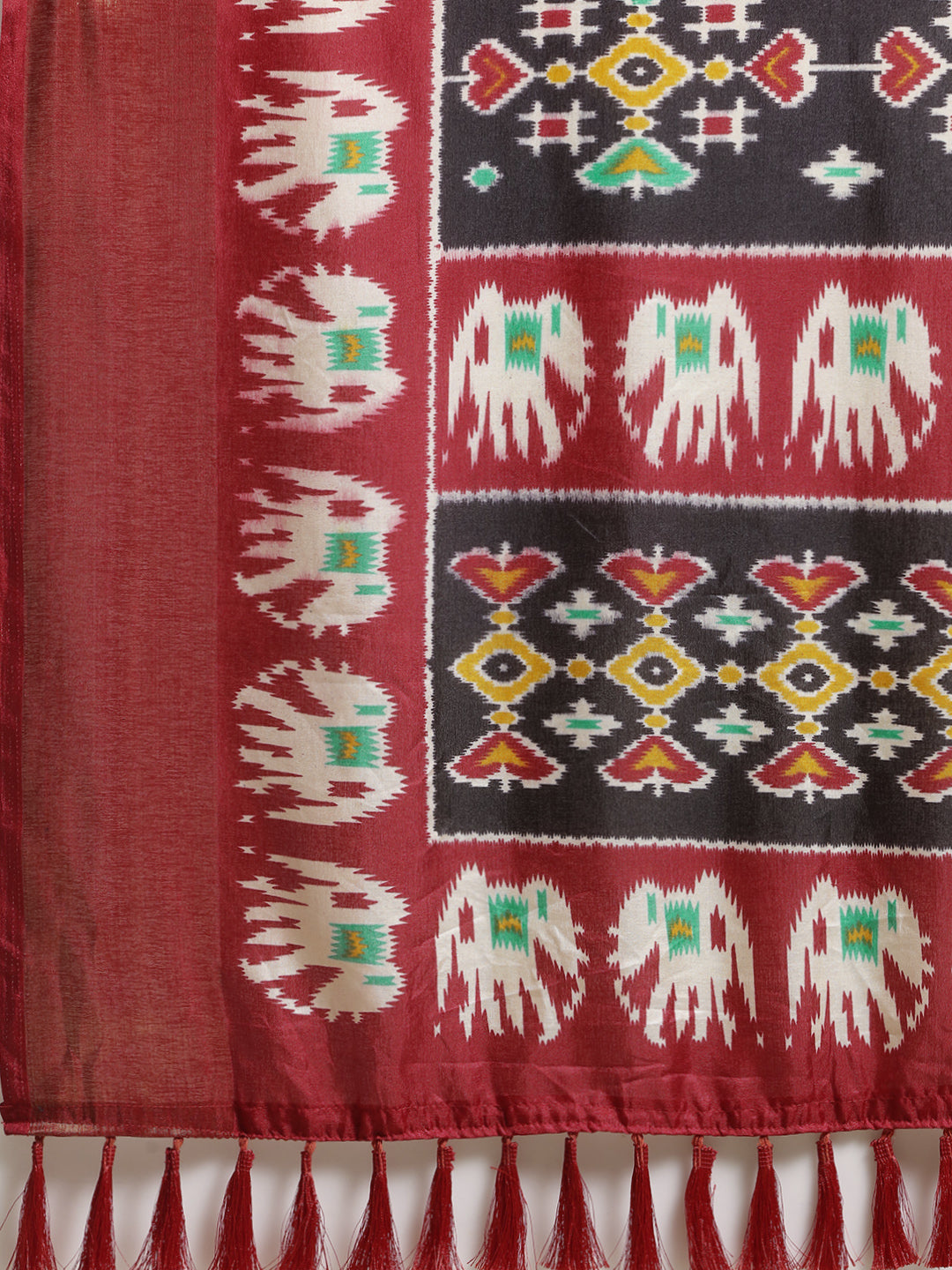  Pochampally Cotton Saree With Ethnic Motifs And Zari Work