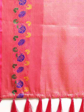 Kora Silk Banarasi Digital Print Saree In Green Colour