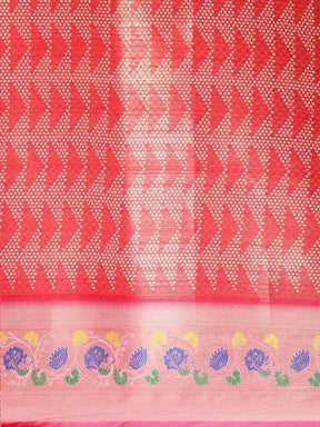 Kora Silk Banarasi Digital Print Saree In Pink Colour