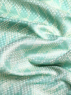 Kora Silk Banarasi Digital Print Saree In Sky Blue Colour
