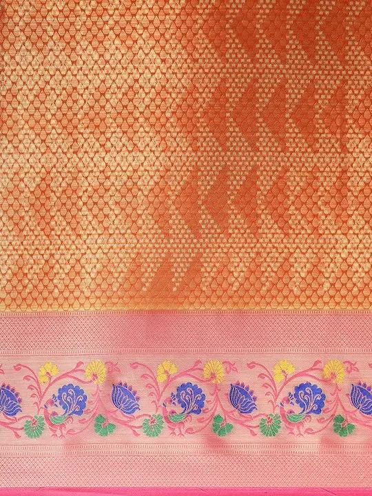 Kora Silk Banarasi Digital Print Saree In Orange Colour