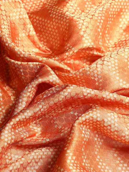 Kora Silk Banarasi Digital Print Saree In Orange Colour