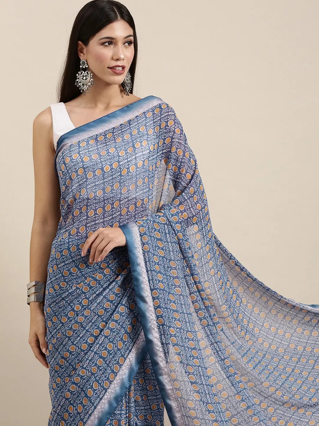 Soft Georgette Saree With Foli Print Work