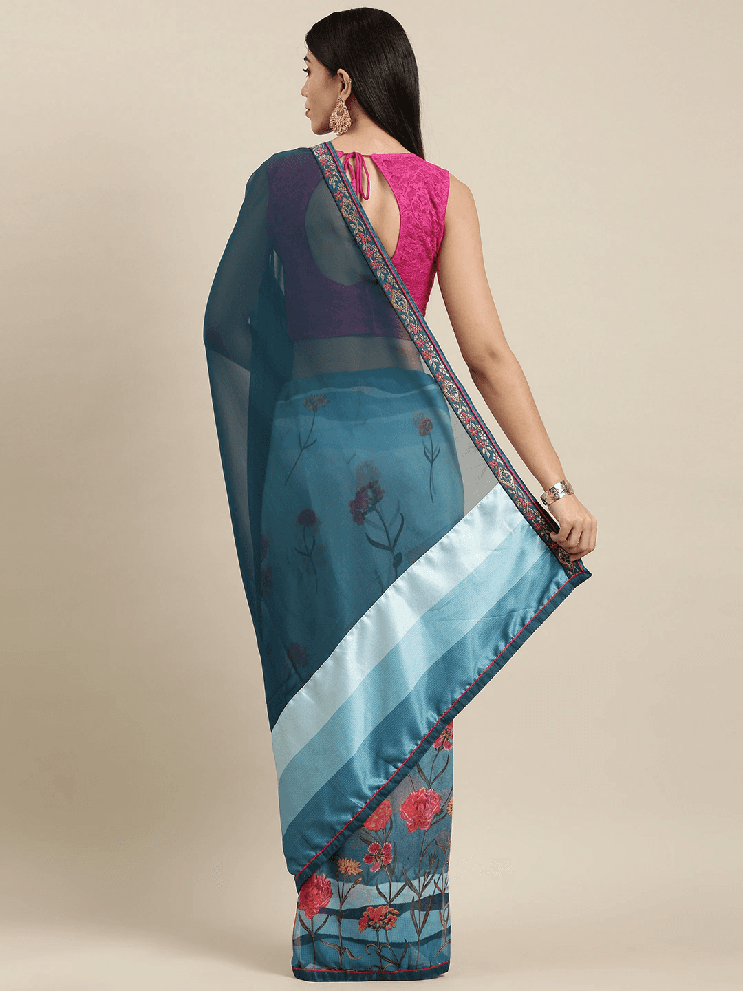 Soft Georgette With Foil Print work