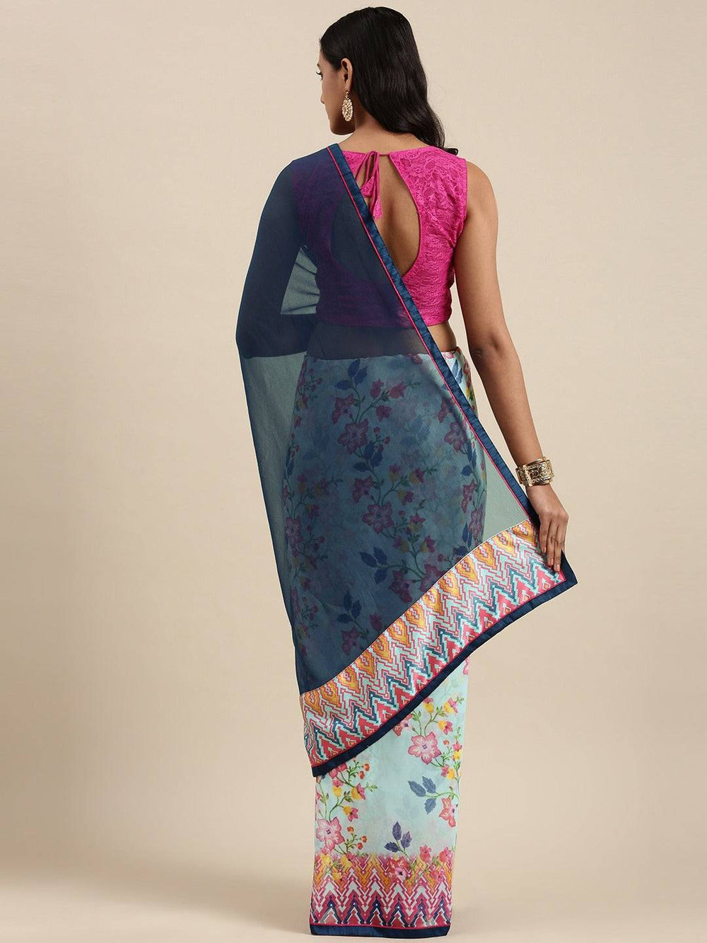 Soft Georgette Multi Colored Party Wear Designer Saree