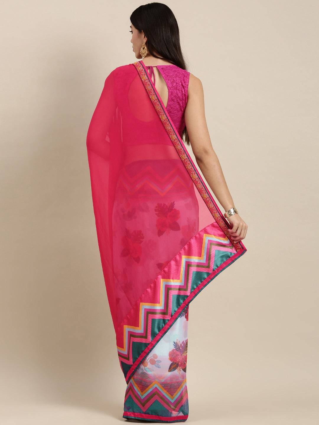 Soft Georgette Saree With Foli Print Work