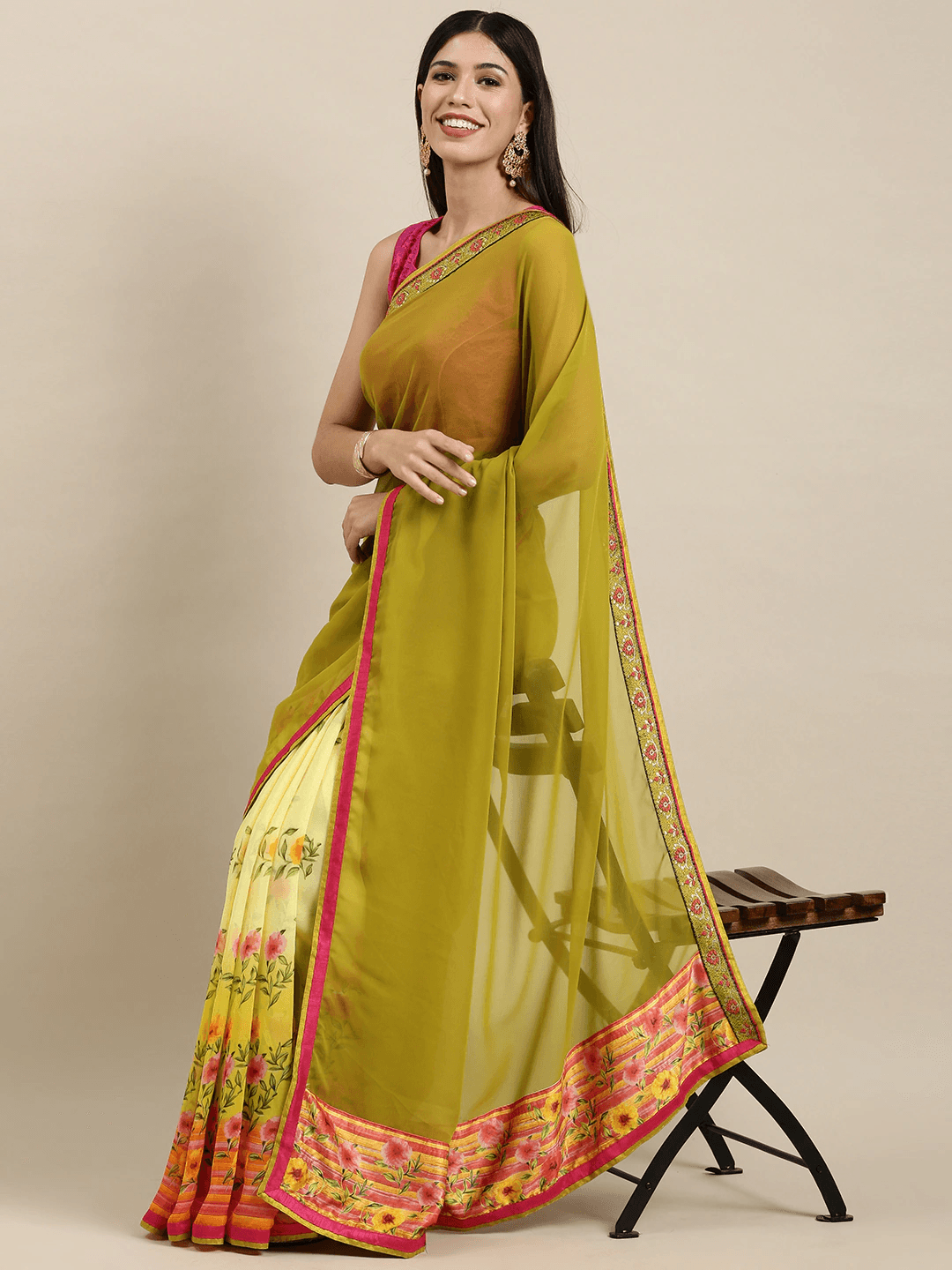 Soft Georgette Saree With Foli Print Work