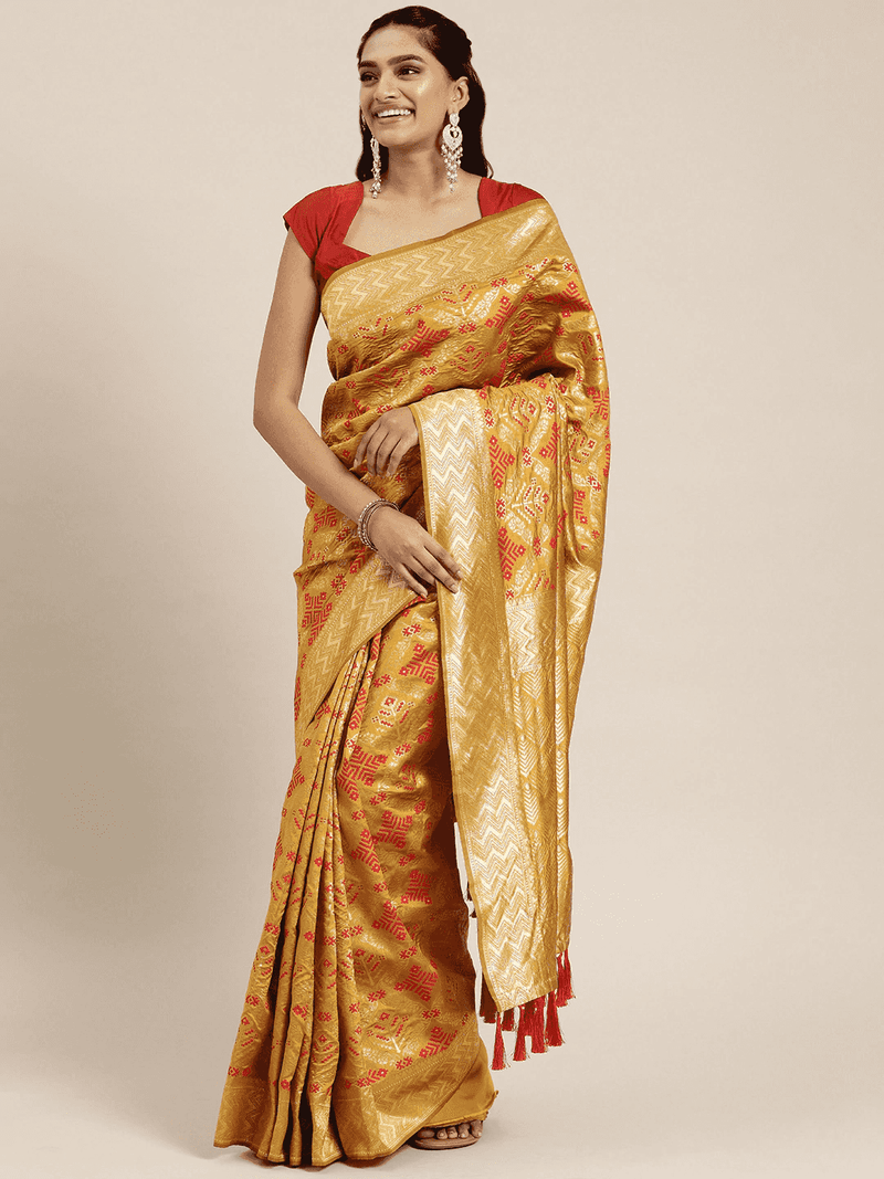  Patola Silk Saree With Woven Design And Zari Border