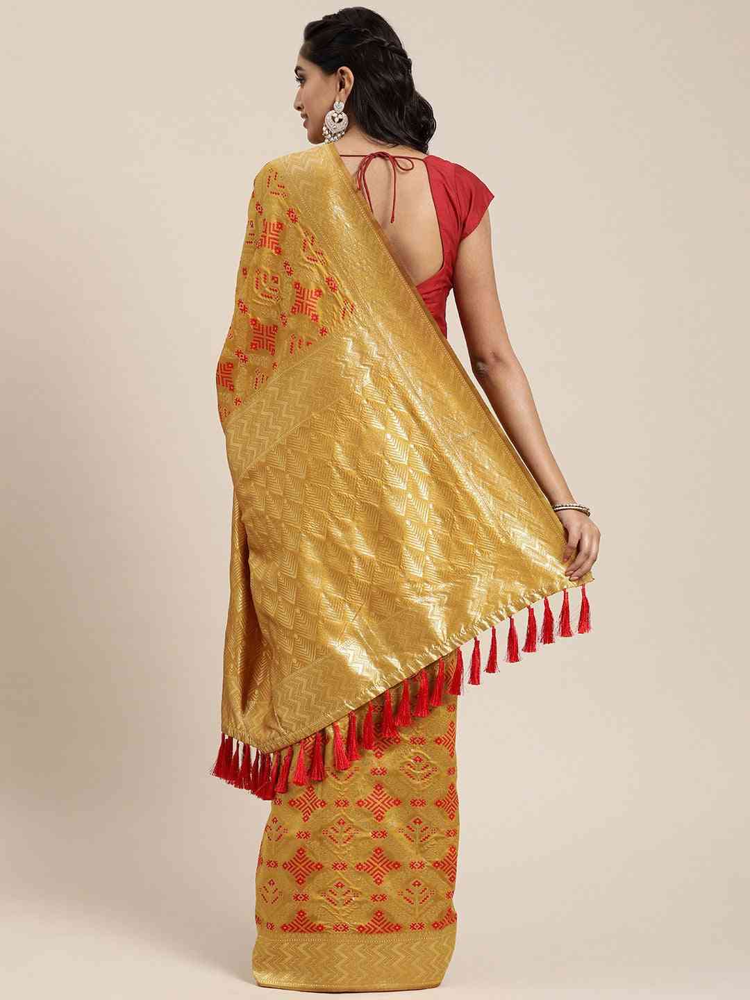  Patola Silk Saree With Woven Design And Zari Border