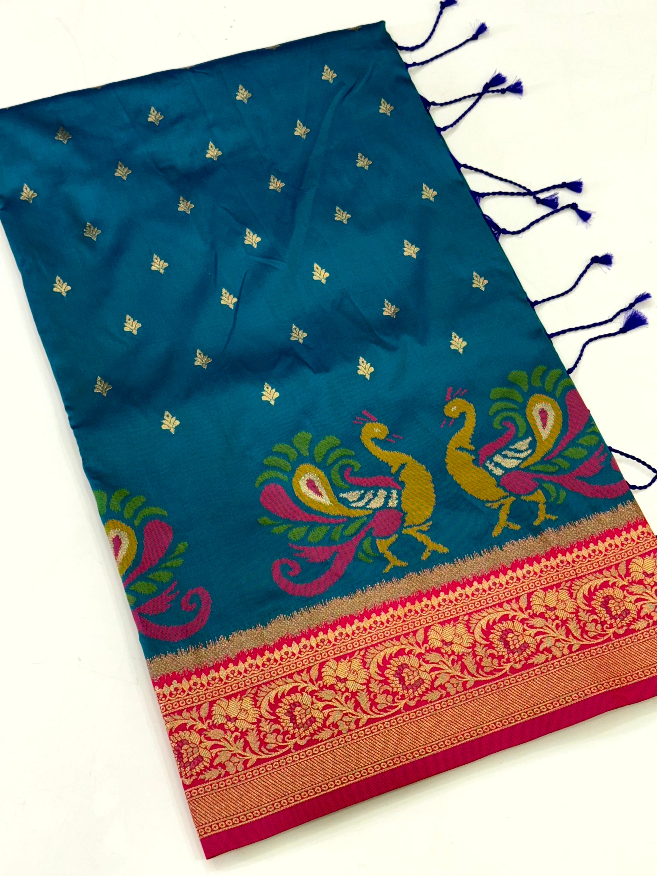 Regal Minakari Peacock Soft Silk Saree