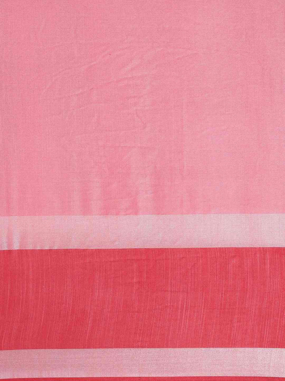 Stylish Pink Colour Solid Linen Saree With Zari Border