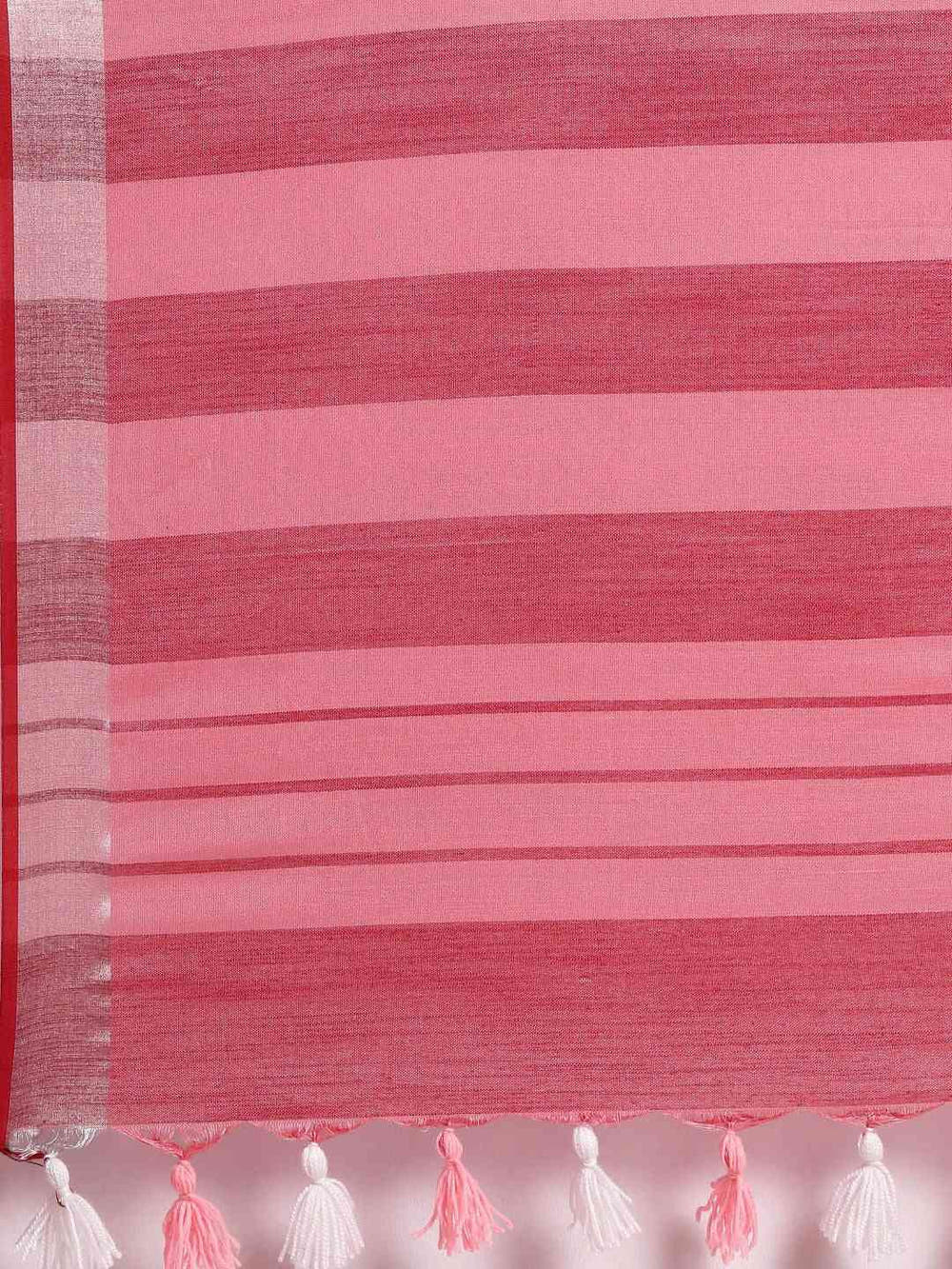 Stylish Pink Colour Solid Linen Saree With Zari Border