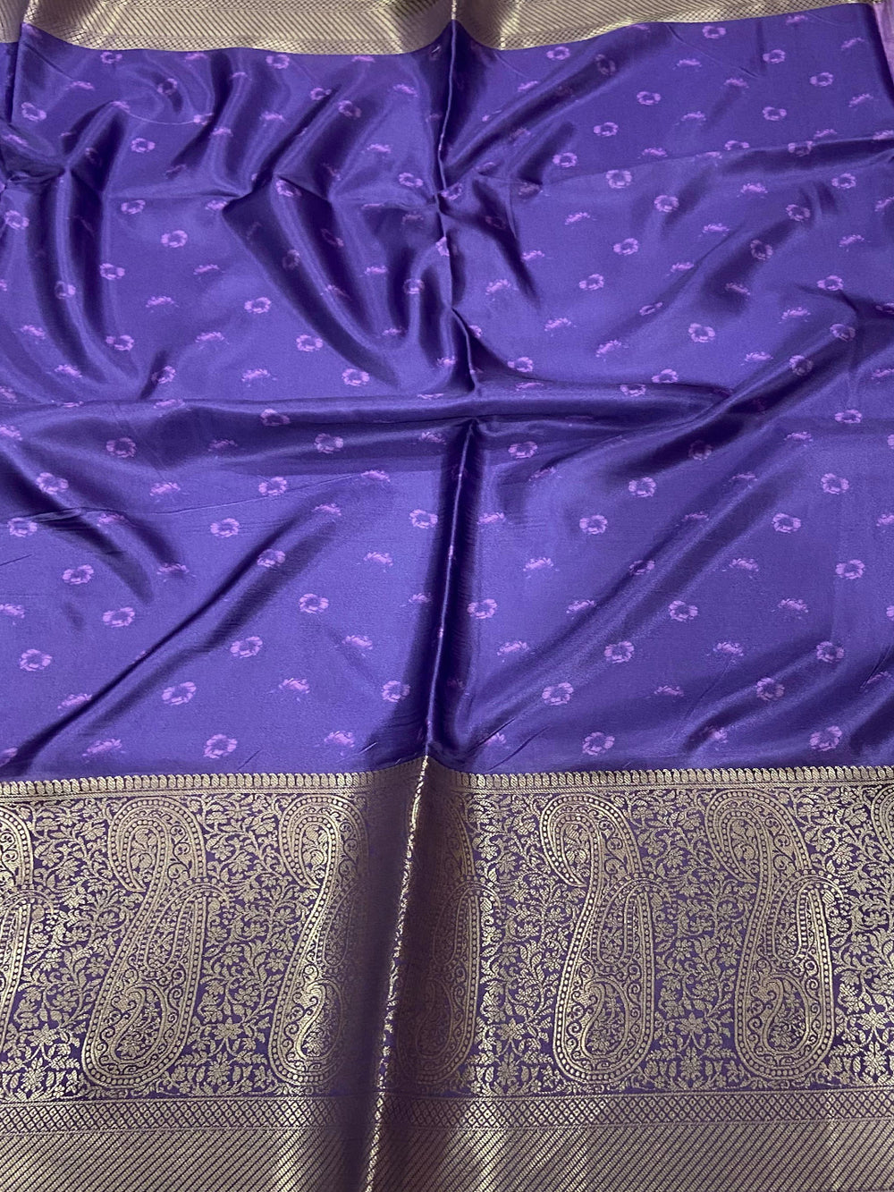 Purple Satin Silk Floral Print Saree