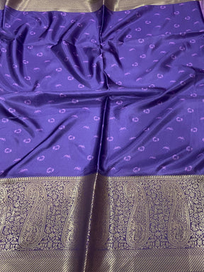 Purple Satin Silk Floral Print Saree