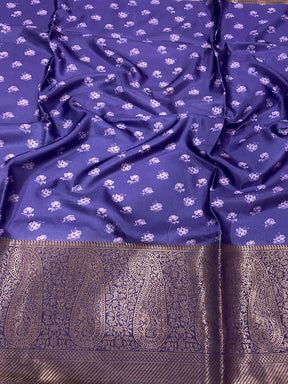 Orchid Purple Satin Silk Floral Print Saree