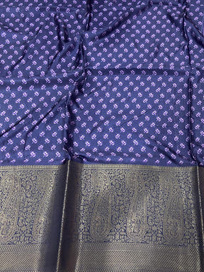 Lavender Satin Silk Floral Print Saree