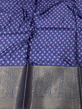 Lavender Satin Silk Floral Print Saree