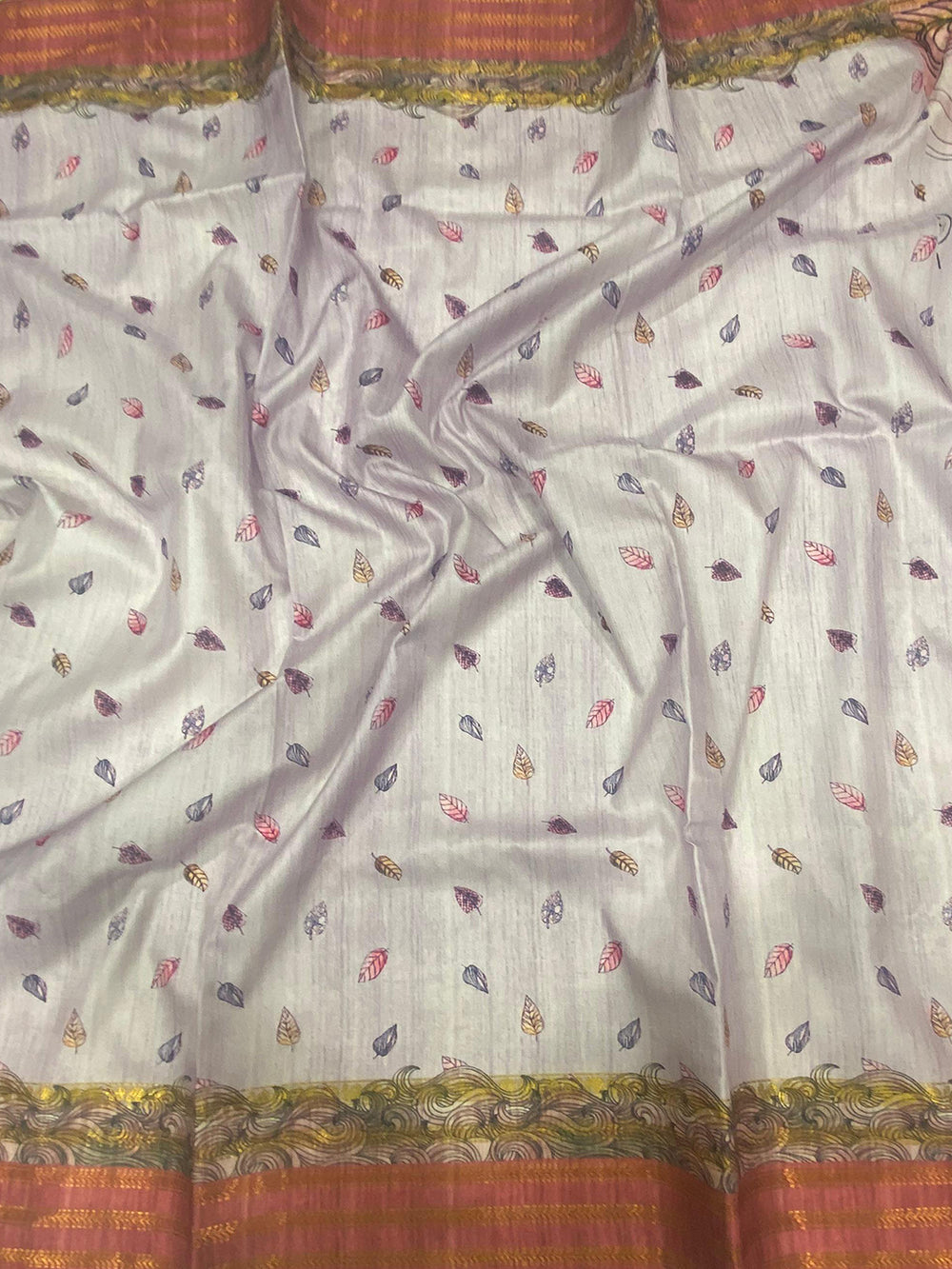 Purple Soft Silk Ocean Wave Patterns Saree