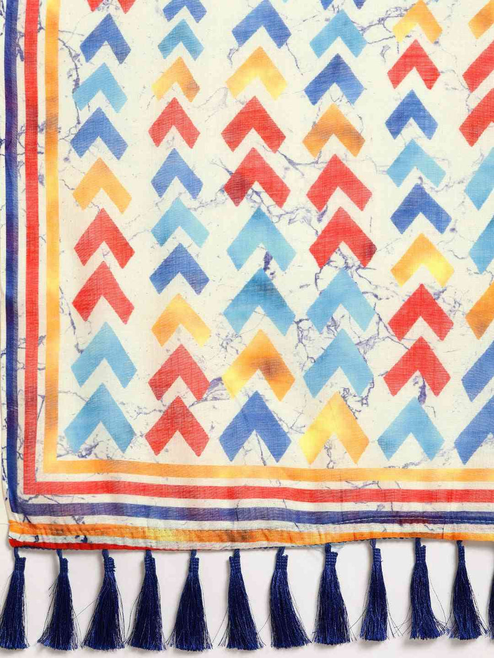 Stylish Linen Geometric Block Print Saree