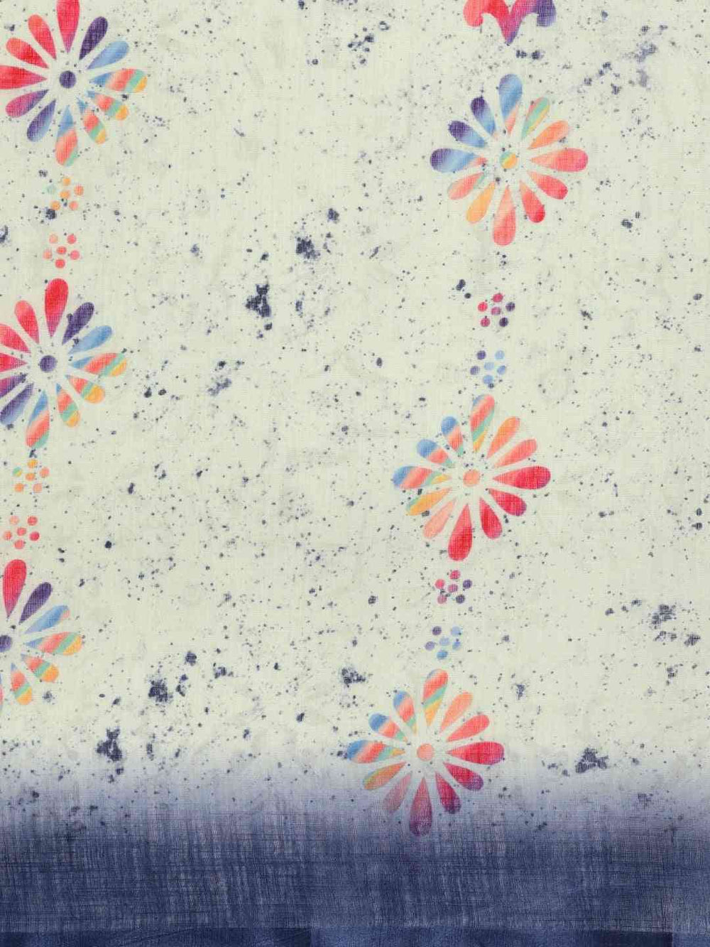 White Colour Exclusive Linen Block Print Saree