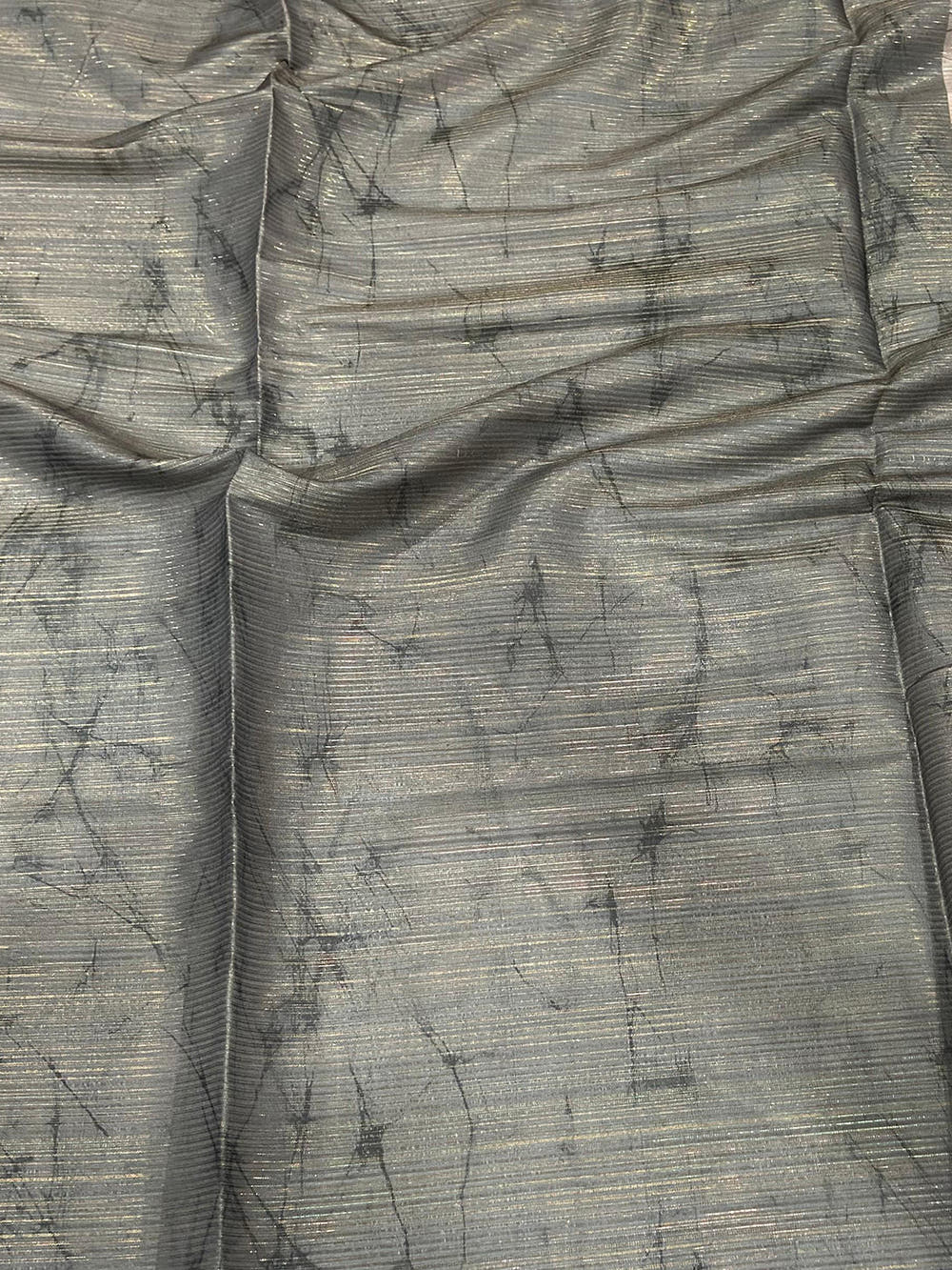 Grey Semi Zari Tussar Botanical Saree