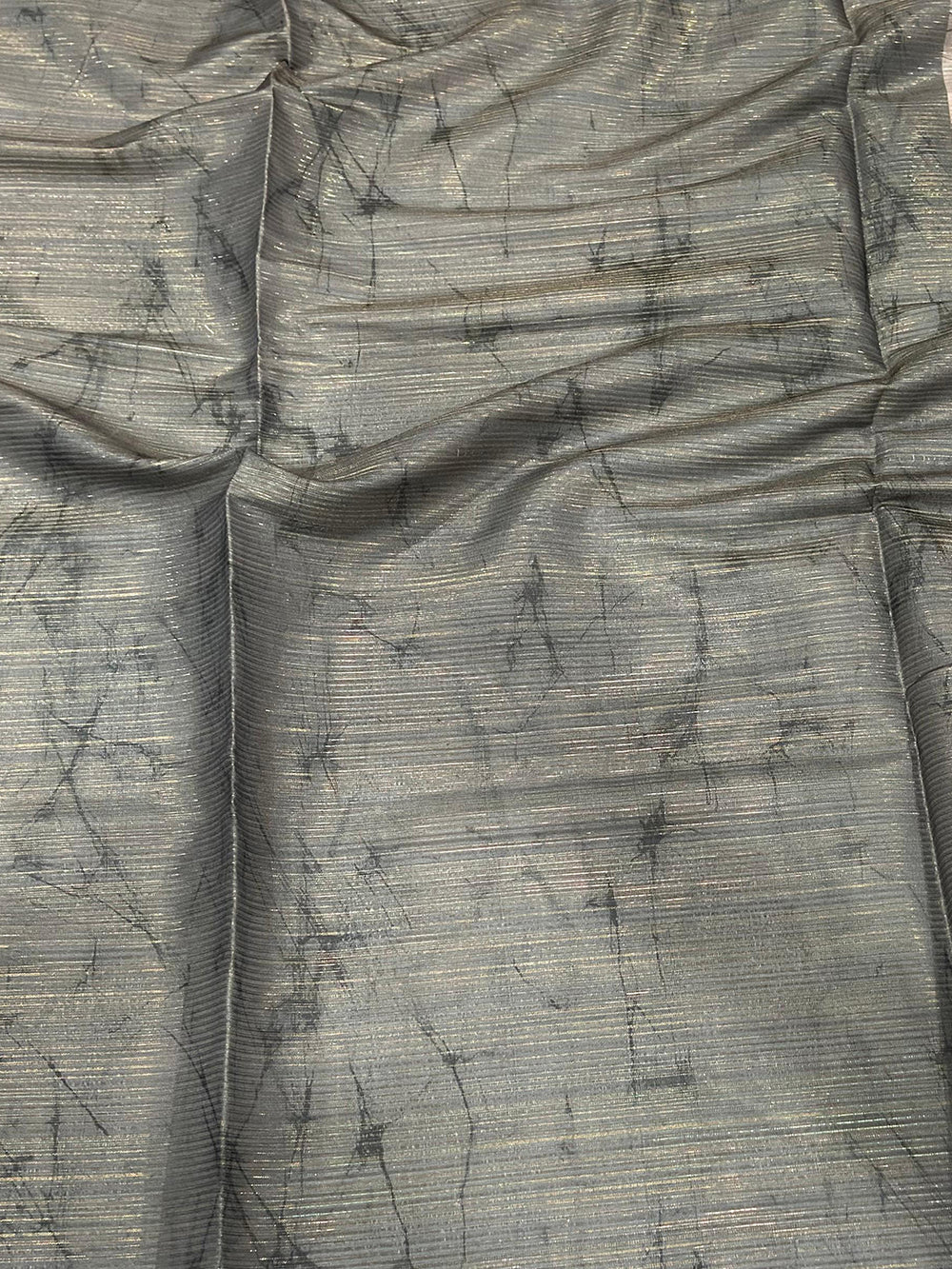Grey Semi Zari Tussar Botanical Saree