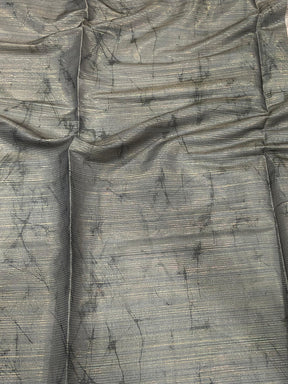 Grey Semi Zari Tussar Botanical Saree