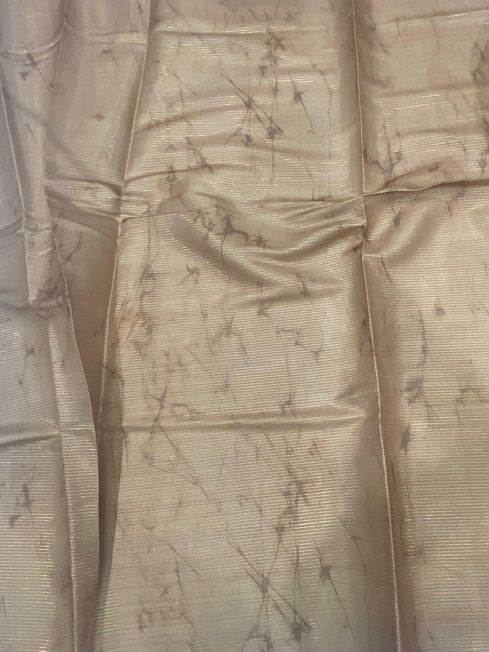 Beige Tussar Silk Floral Prints Saree