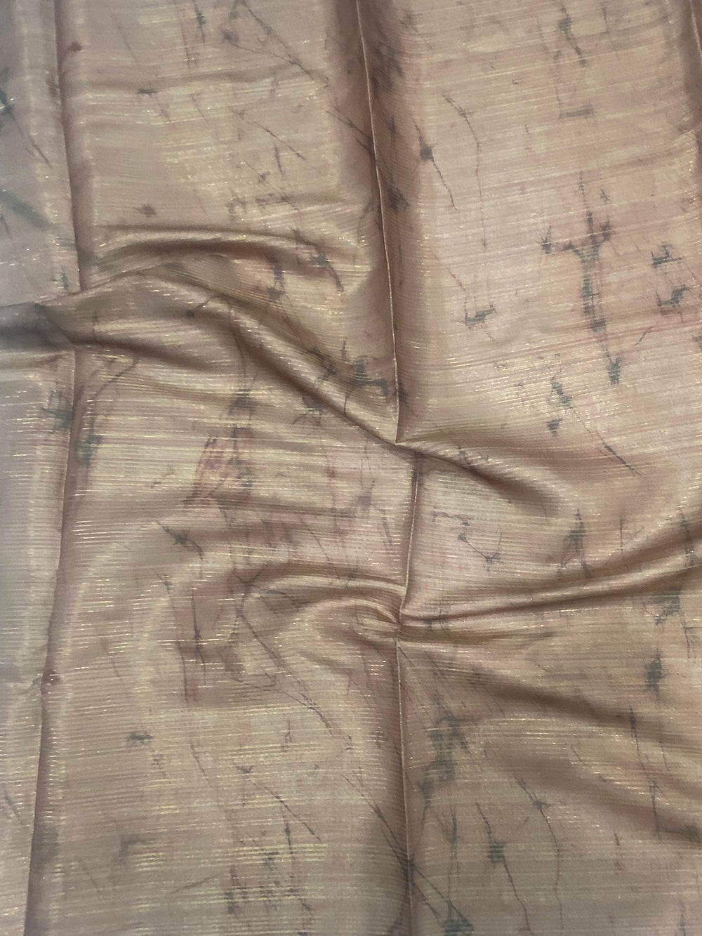 Rust Semi Gold Zari Botanical Tussar Saree