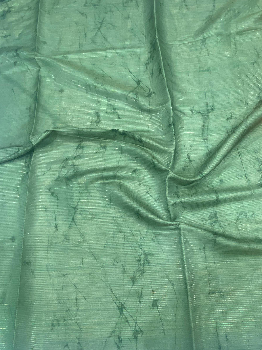 Jade Green Zari Tussar Printed Saree

