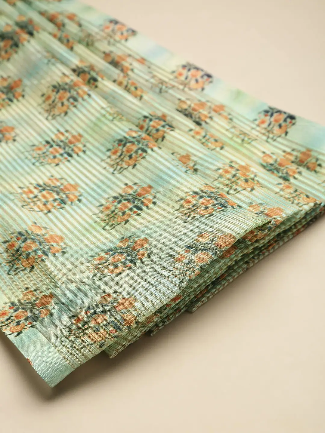 Soft Silk Zari Tissue Flower Print Design Saree 