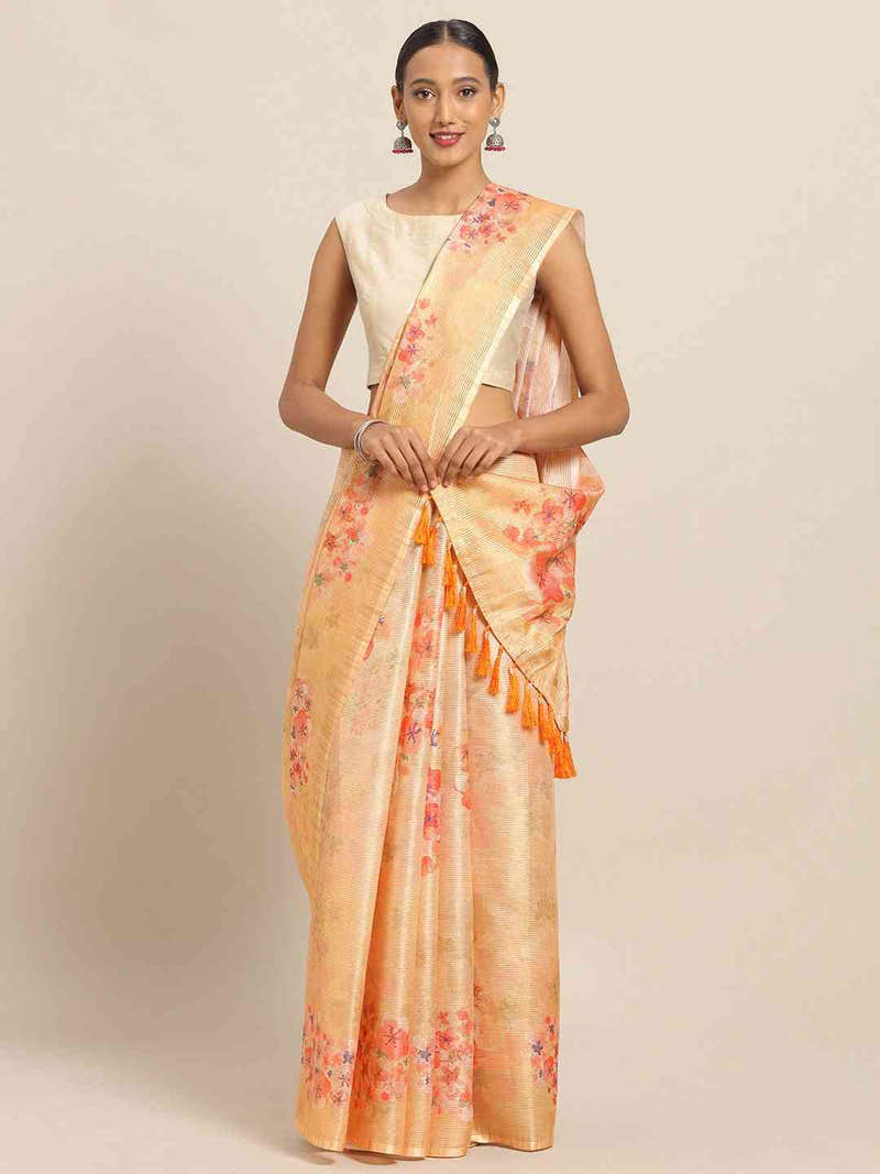 Maheshwari Floral Printed Silk Saree