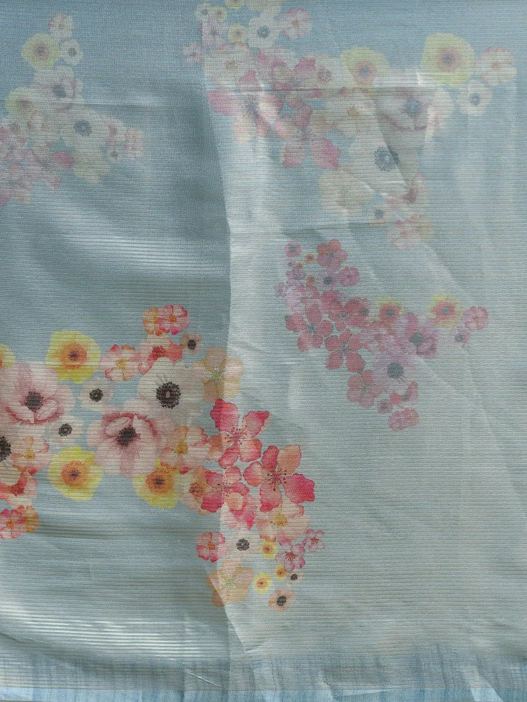 Stylish Maheshwari Floral Printed Saree With Woven Design