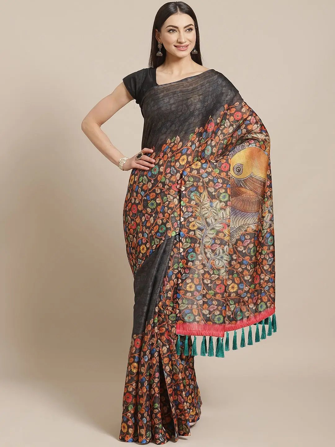 Soft Silk Zari Tissue Weaving Flower Print Saree