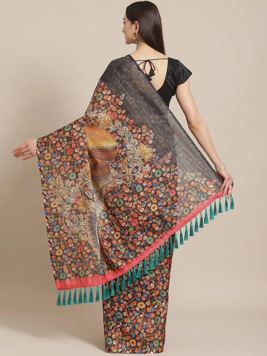Soft Silk Zari Tissue Weaving Flower Print Saree