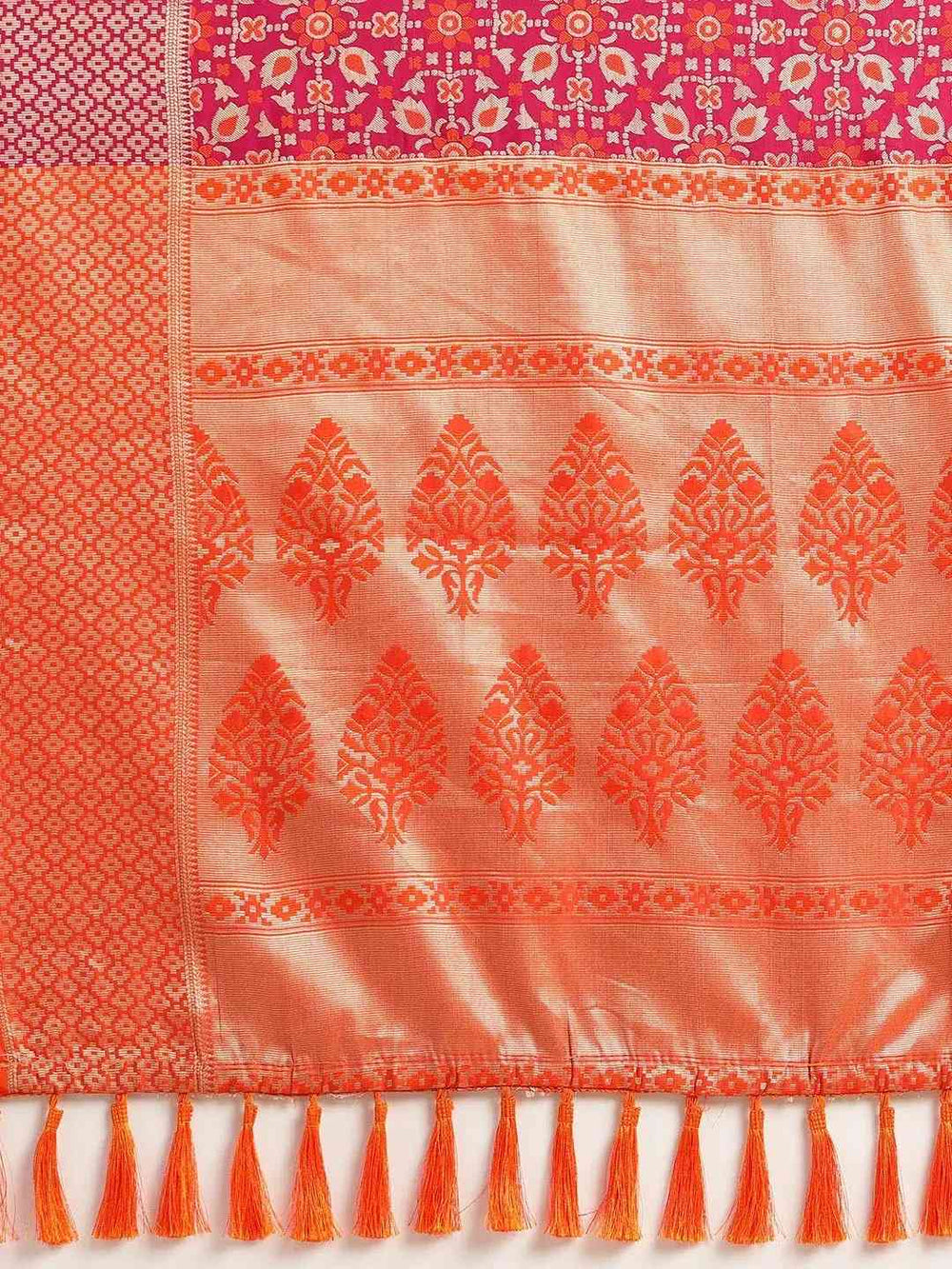 Gajari Colour Banarasi Patola Silk Sarees with Zari Work