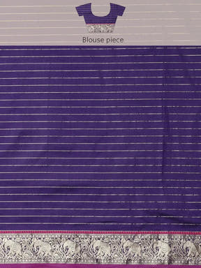  Banarasi Silk Saree with Checked Pattern & Woven Border