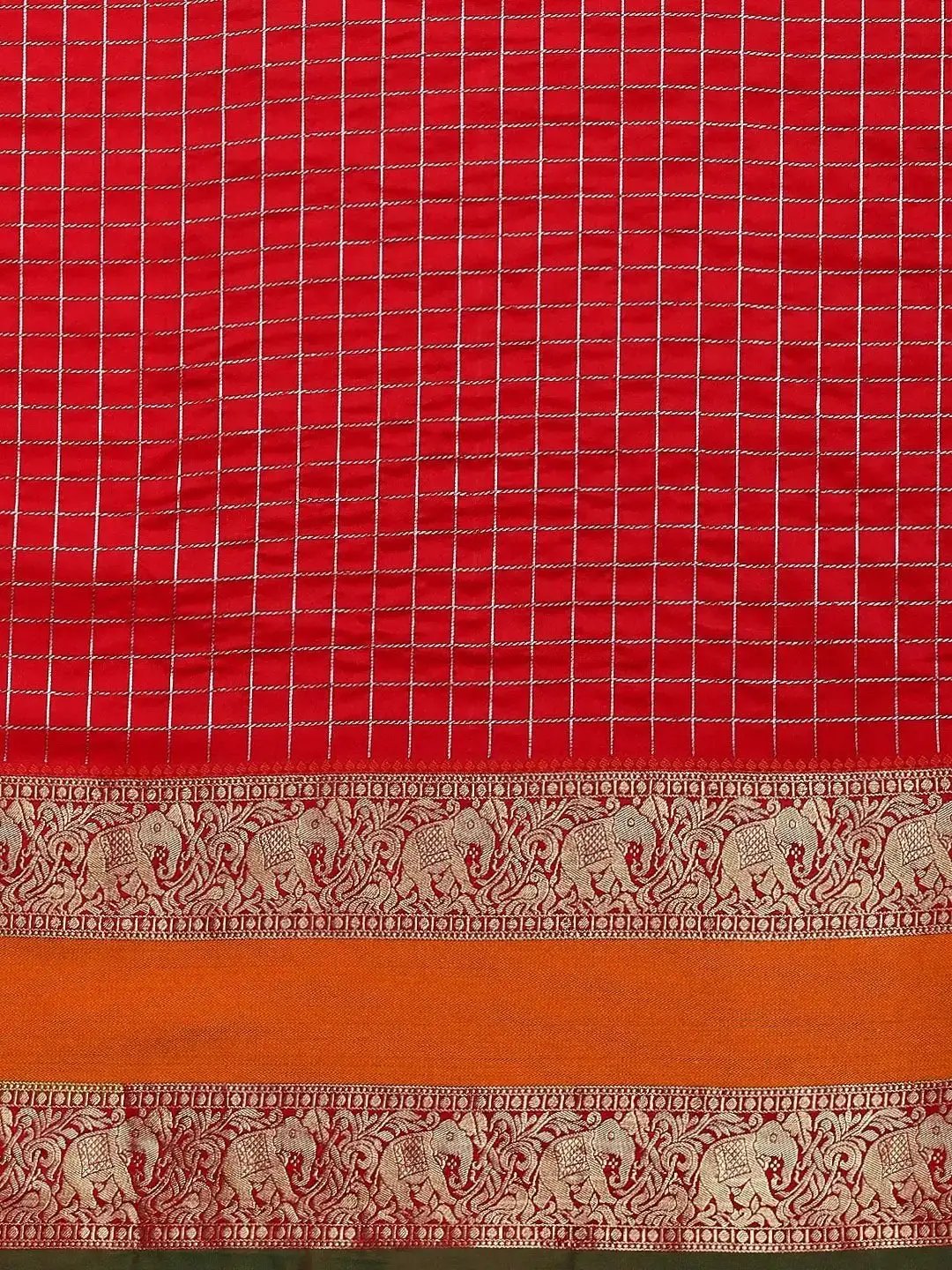  Exclusive Banarasi Silk Saree With Checked Pattern