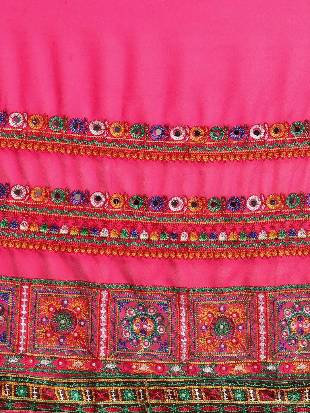 Stylish Pure Georgette Kutchi Embroidery Bandhani Saree