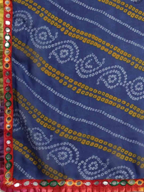  Pure Georgette  Embroidered Bandhani Saree with Mirror Work