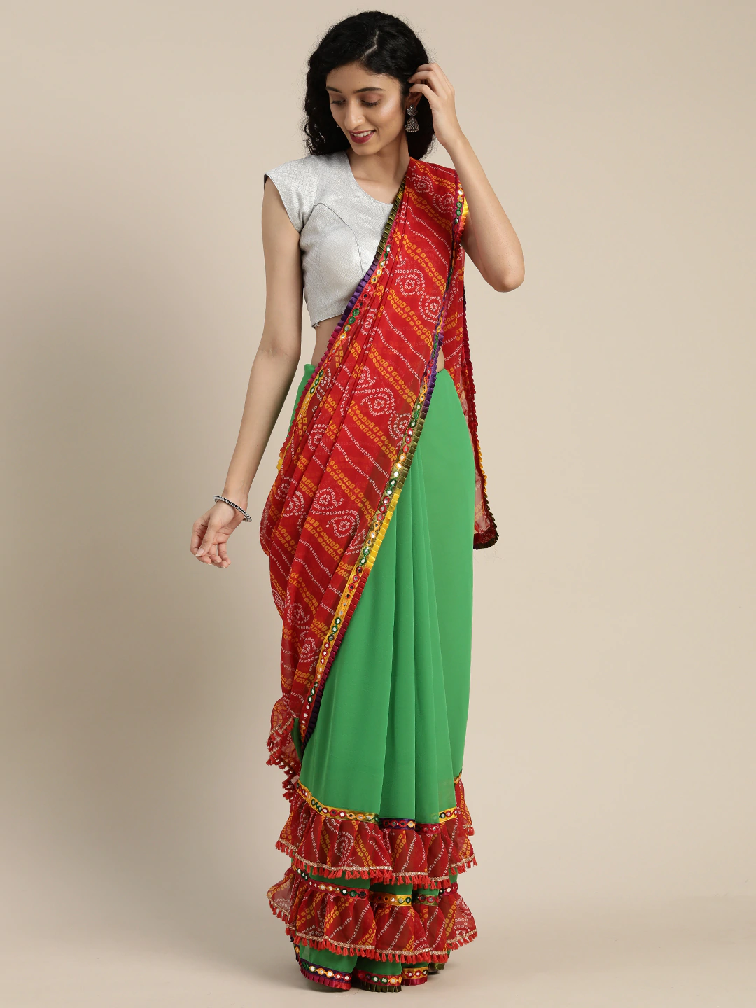 Exclusive Pure Georgette Embroidered Bandhani Saree