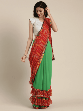 Exclusive Pure Georgette Embroidered Bandhani Saree