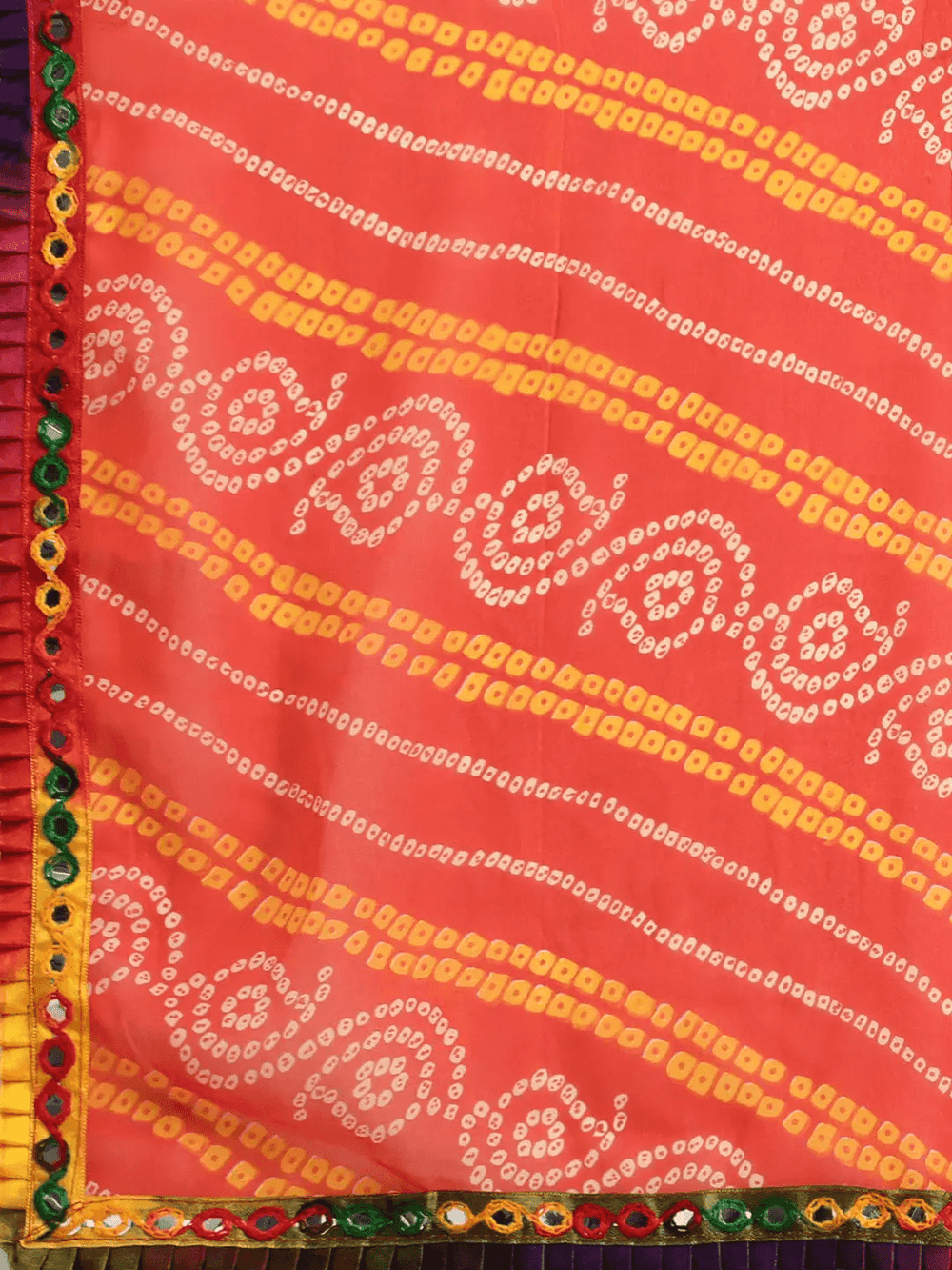 Pure Georgette Bandhani Saree with Embroidery & Mirror Work