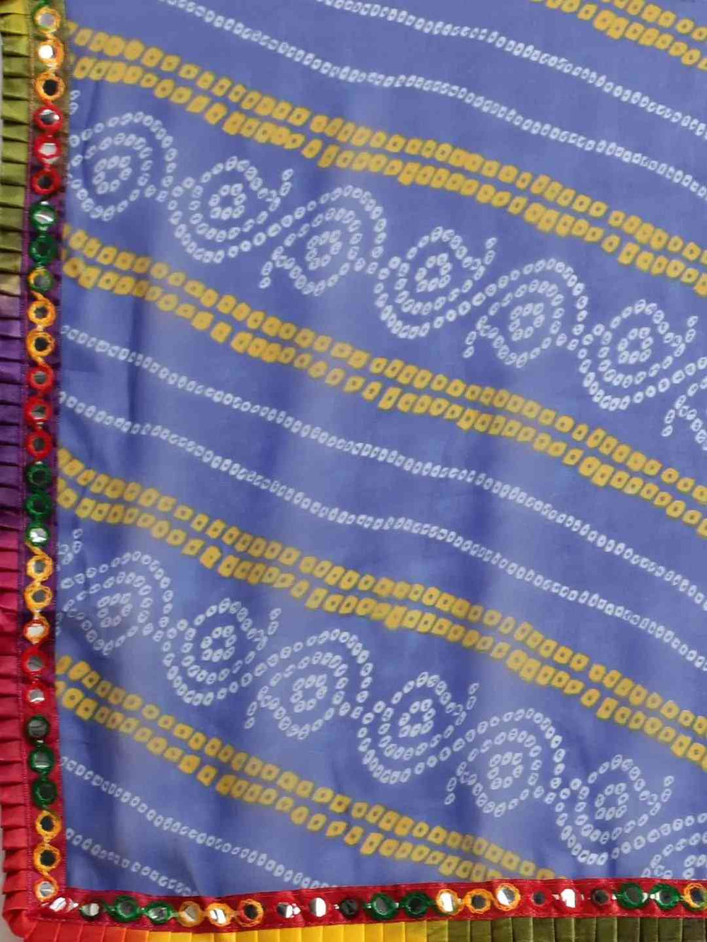 Beautiful Pure Georgette Mirror Work Bandhani Saree