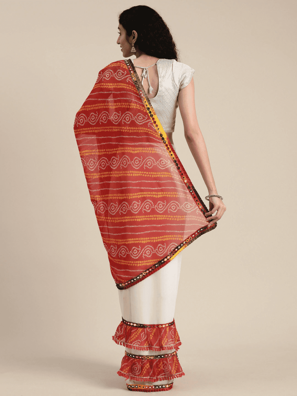  Beautiful Pure Georgette Embroidered Bandhani Saree