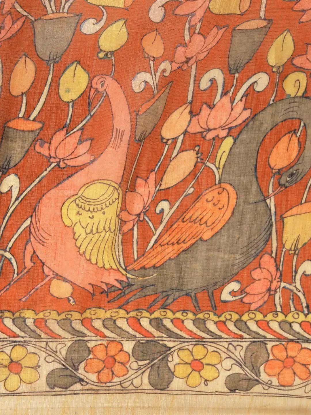 Digital Print Kalamkari Linen Saree