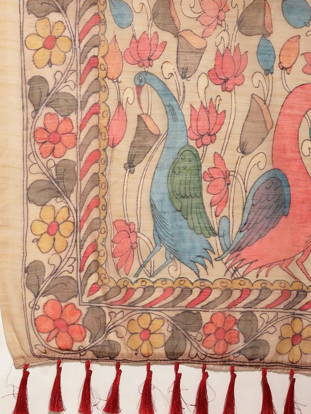 Digital Print Kalamkari Linen Saree