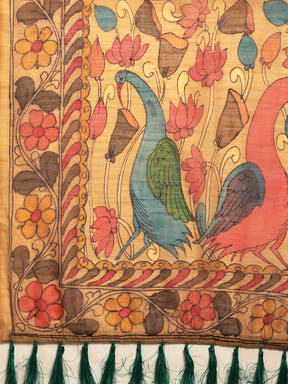 Digital Print Kalamkari Linen Saree