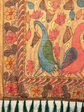 Digital Print Kalamkari Linen Saree