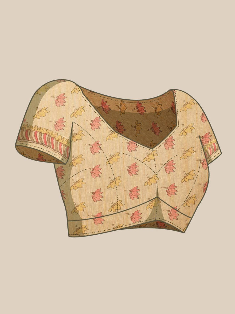 Digital Print Kalamkari Linen Saree